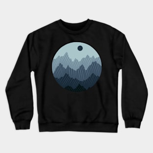 Blue Monochromatic Mountain Range in a Circle Crewneck Sweatshirt